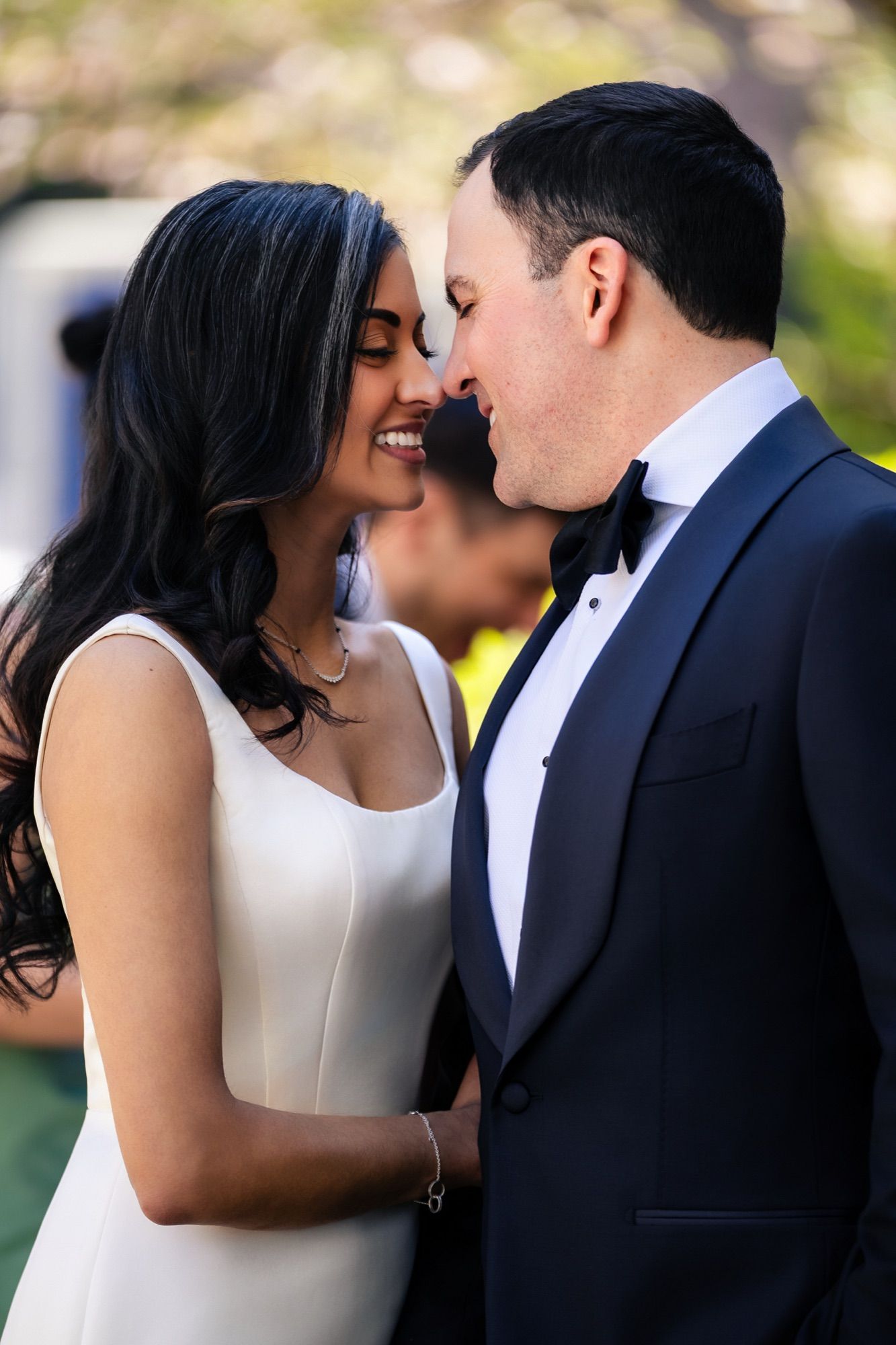 Bride and groom in golden light — full wedding